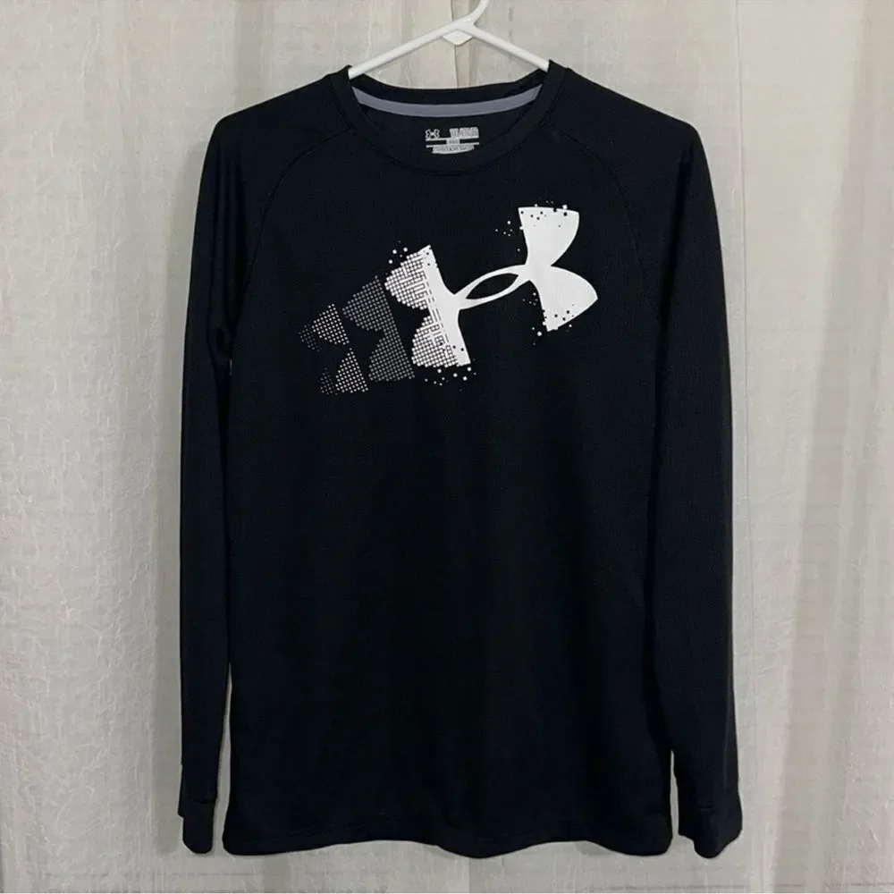 Under Armour YXL Black Crew Long Sleeve Athletic Thermal Jersey Loose Fit